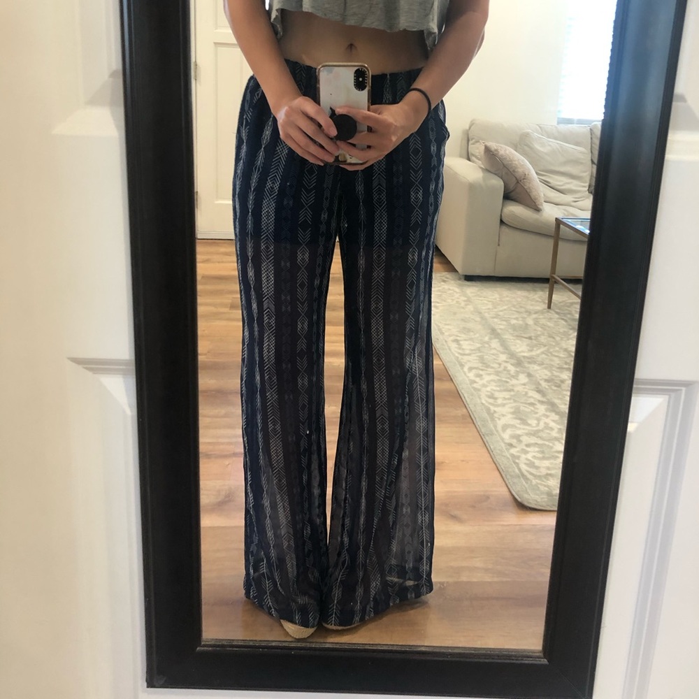 Sheer tribal wide leg pants